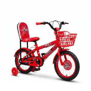 14-Inch - Spider-Edition Kids' with High Backrest & Front Basket - Red (5-8 Years)