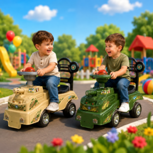 Military-Themed Musical Tank Ride-On (2-4 Years)