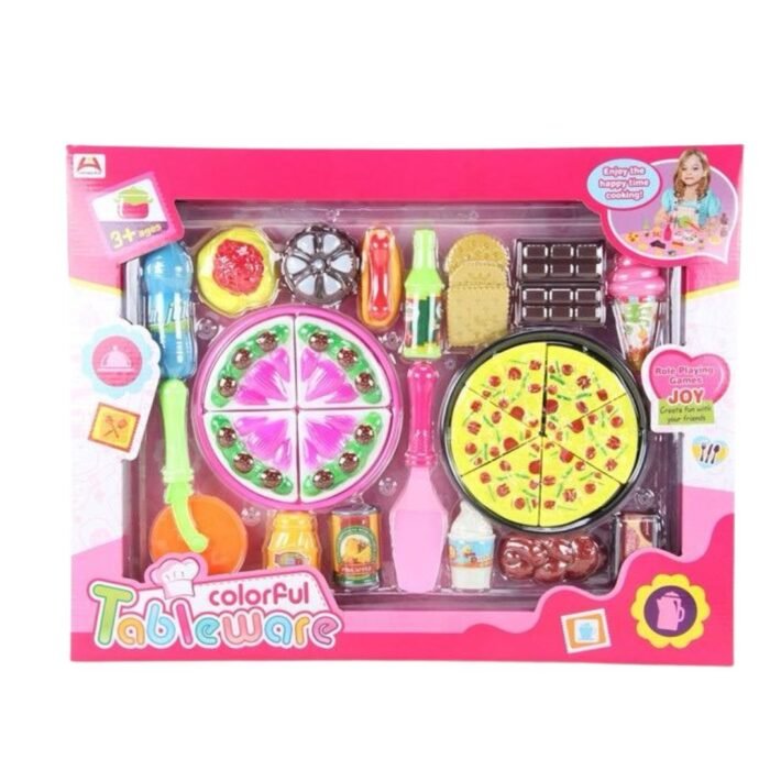 Deluxe 28-Piece Colorful Tableware) Pizza & Fast Food Play Set (3+ Years)