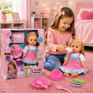 Smart Baby Interactive Doll – Soft Curls & Tissue Box Vanity Set (2+ Years)