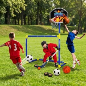 3-in-1 Sports Game Set – Basketball, Soccer & Hockey (3+ Years)